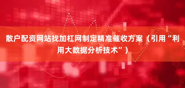 散户配资网站找加杠网制定精准催收方案（引用“利用大数据分析技术”）